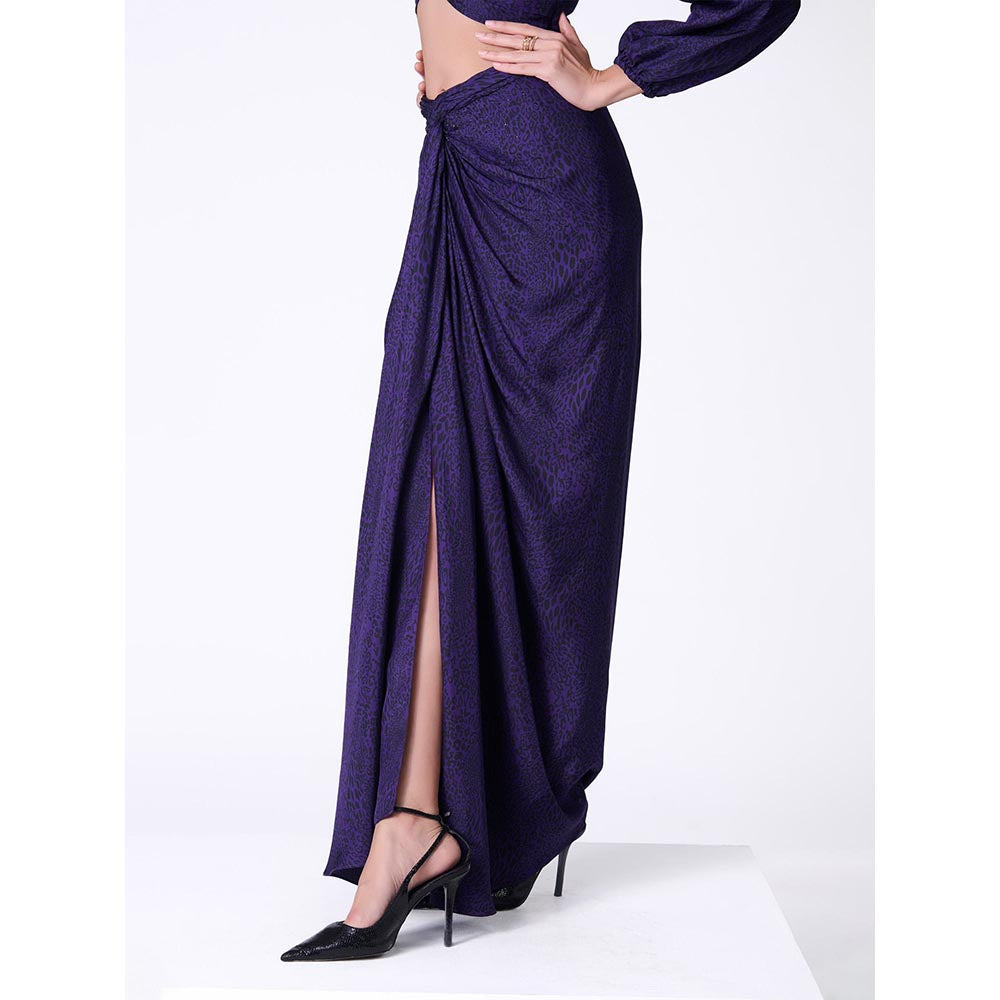 S&N by Shantnu Nikhil Purple Leopard Print Skirt