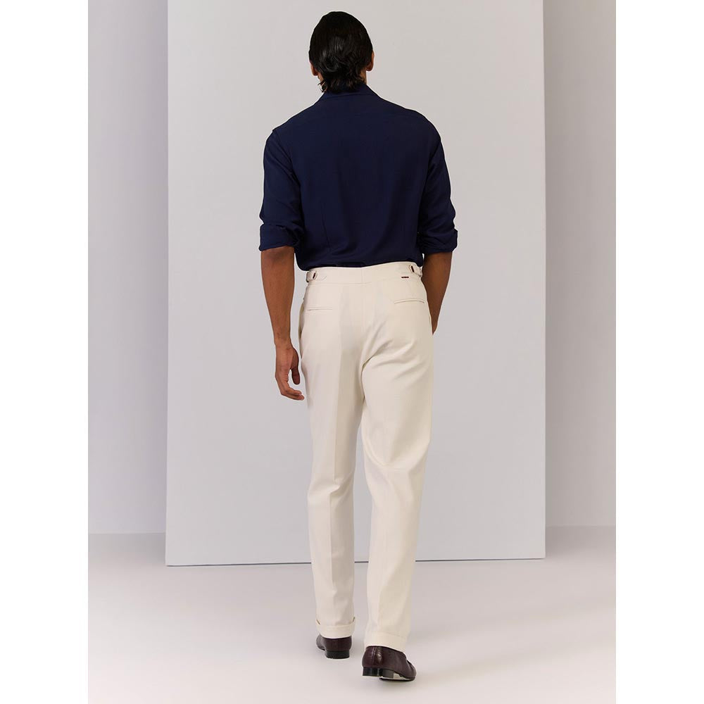 S&N by Shantnu Nikhil Men's Navy Blue Rayon Blend Embroidered Slim Fit Shirt