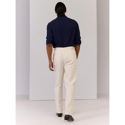 S&N by Shantnu Nikhil Men's Navy Blue Rayon Blend Embroidered Slim Fit Shirt