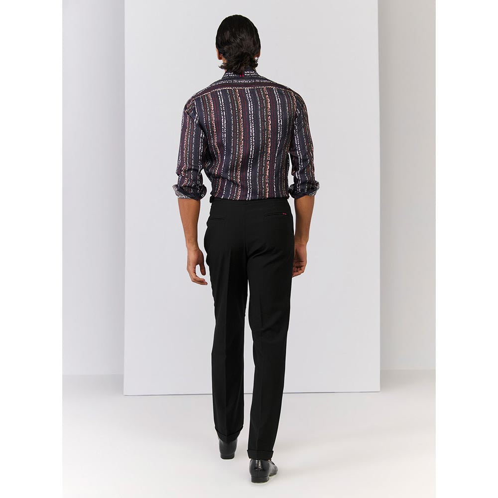 S&N by Shantnu Nikhil Mens Multi-Color Rayon Blend Stripes Slim Fit Shirt