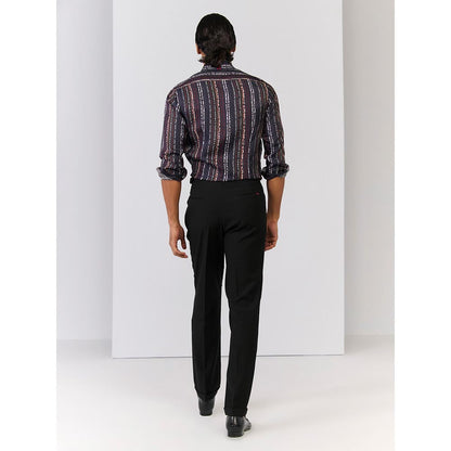 S&N by Shantnu Nikhil Mens Multi-Color Rayon Blend Stripes Slim Fit Shirt