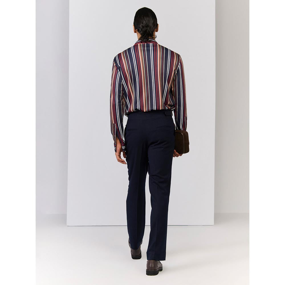 S&N by Shantnu Nikhil Men's Multi-Color Jersey Stripes Slim Fit Shirt