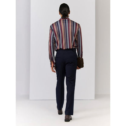 S&N by Shantnu Nikhil Men's Multi-Color Jersey Stripes Slim Fit Shirt