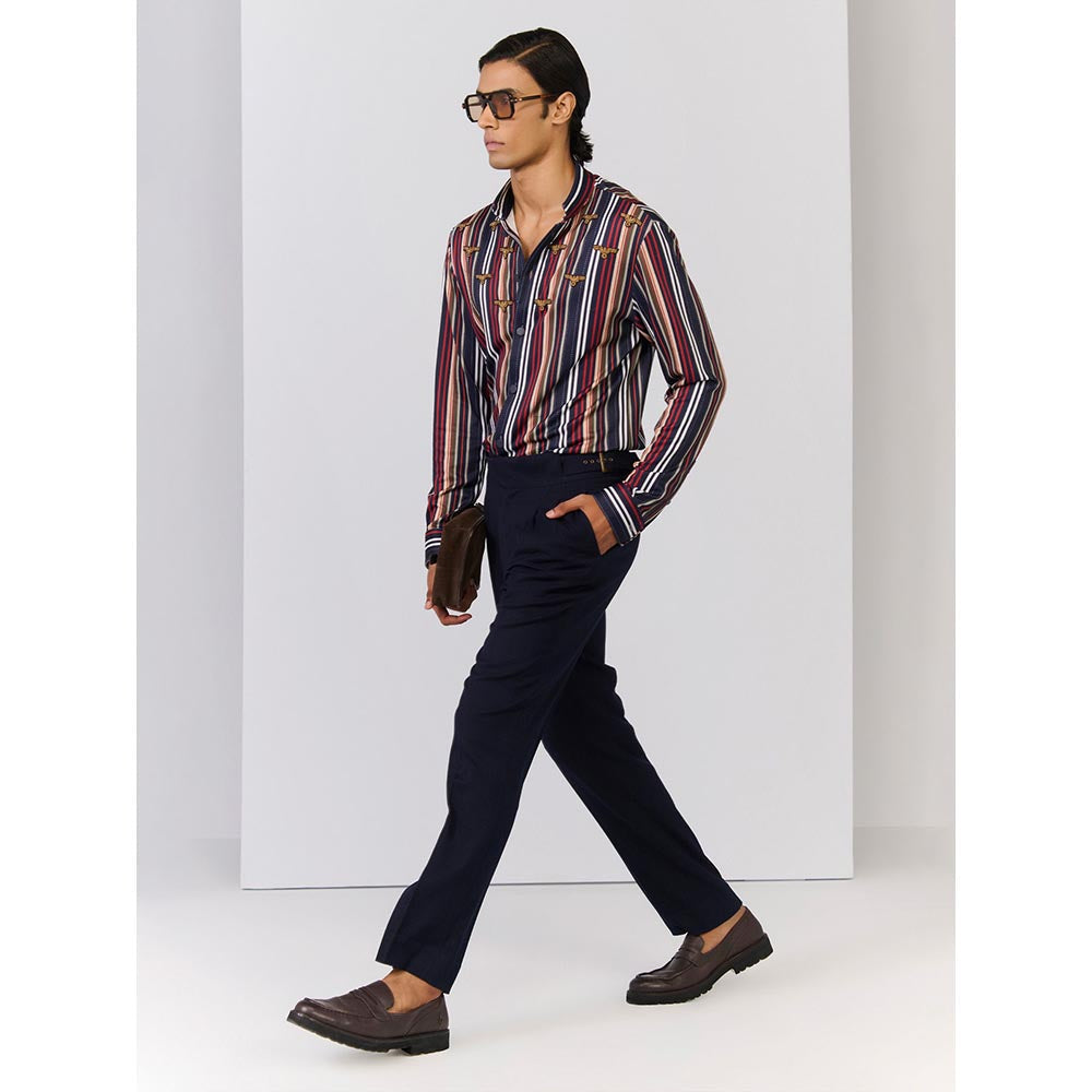 S&N by Shantnu Nikhil Men's Multi-Color Jersey Stripes Slim Fit Shirt