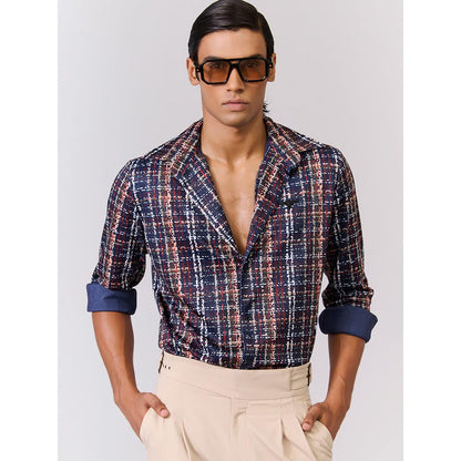 S&N by Shantnu Nikhil Men's Multi-Color Rayon Blend Stripes Slim Fit Shirt