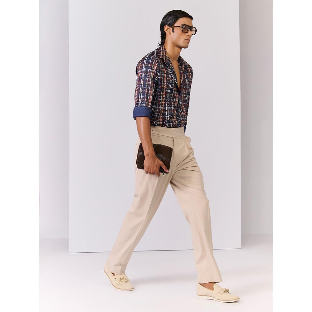 S&N by Shantnu Nikhil Men's Multi-Color Rayon Blend Stripes Slim Fit Shirt