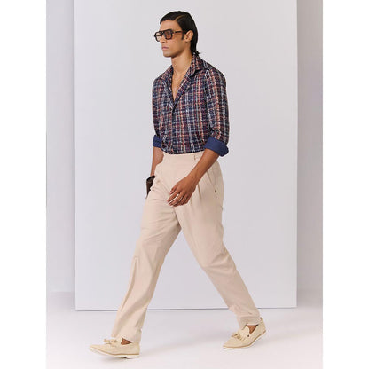 S&N by Shantnu Nikhil Men's Multi-Color Rayon Blend Stripes Slim Fit Shirt