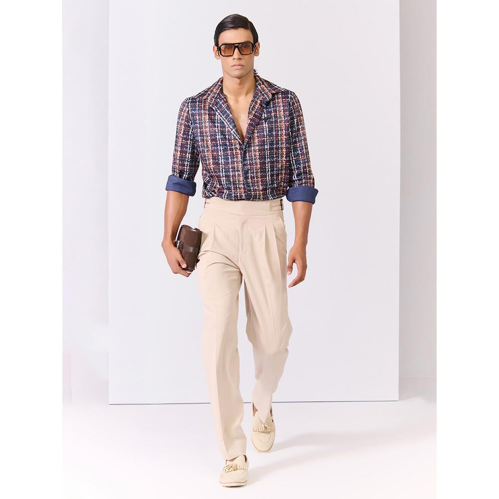 S&N by Shantnu Nikhil Men's Multi-Color Rayon Blend Stripes Slim Fit Shirt
