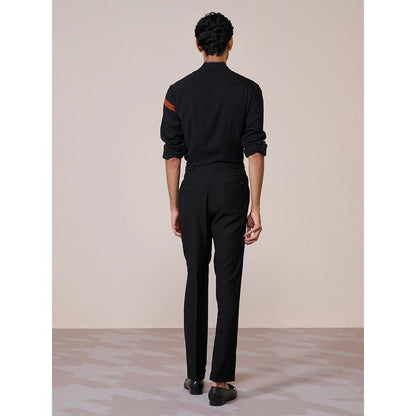 S&N by Shantnu Nikhil Mens Black Rayon Blend Slim Fit Shirt