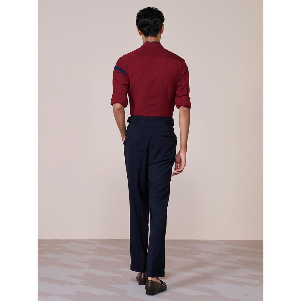 S&N by Shantnu Nikhil Men's Red Rayon Blend Slim Fit Shirt