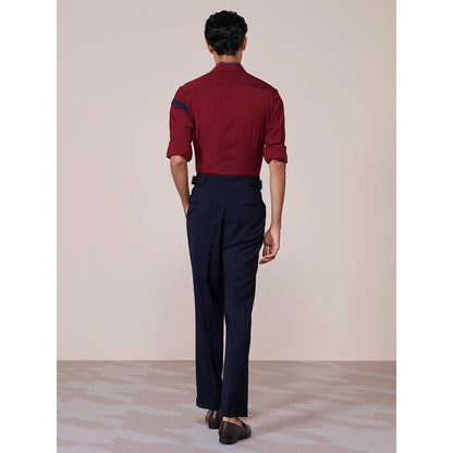 S&N by Shantnu Nikhil Men's Red Rayon Blend Slim Fit Shirt