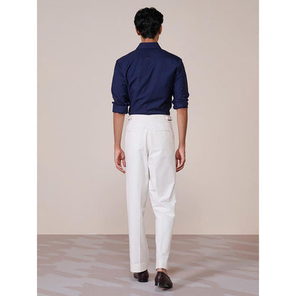 S&N by Shantnu Nikhil Men's Navy Blue Rayon Plain Slim Fit Shirt
