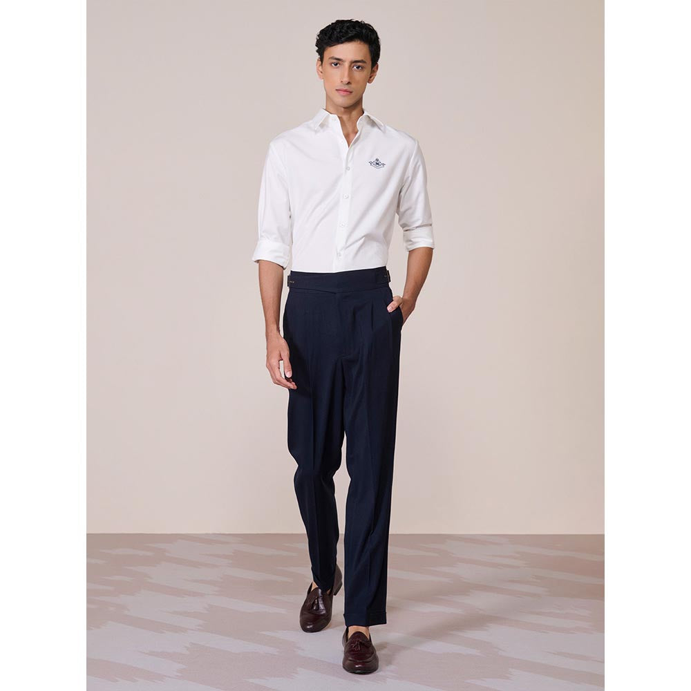 S&N by Shantnu Nikhil Mens' White Rayon Blend Plain Slim Fit Shirt