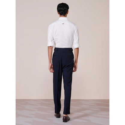 S&N by Shantnu Nikhil Mens' White Rayon Blend Plain Slim Fit Shirt