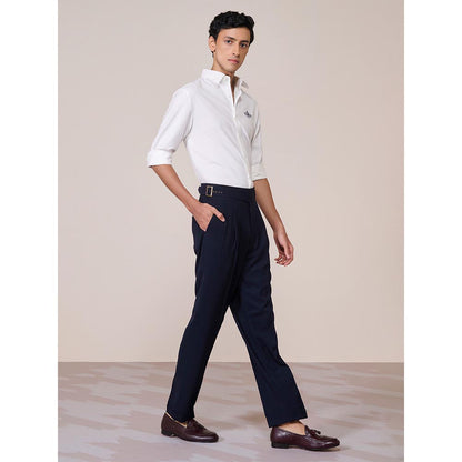 S&N by Shantnu Nikhil Mens' White Rayon Blend Plain Slim Fit Shirt