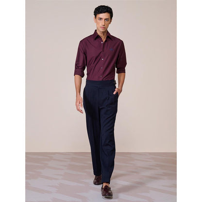 S&N by Shantnu Nikhil Mens Wine Rayon Blend Plain Slim Fit Shirt