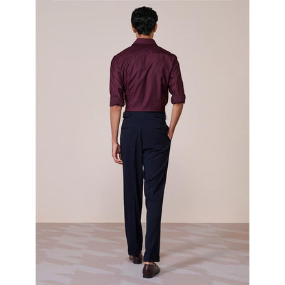 S&N by Shantnu Nikhil Mens Wine Rayon Blend Plain Slim Fit Shirt