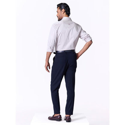 S&N by Shantnu Nikhil Mens Grey Rayon Blend Plain Slim Fit Shirt