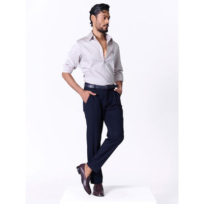 S&N by Shantnu Nikhil Mens Grey Rayon Blend Plain Slim Fit Shirt