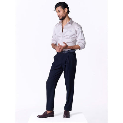S&N by Shantnu Nikhil Mens Grey Rayon Blend Plain Slim Fit Shirt