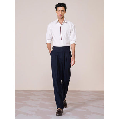 S&N by Shantnu Nikhil Men's White Rayon Blend Plain Slim Fit Shirt