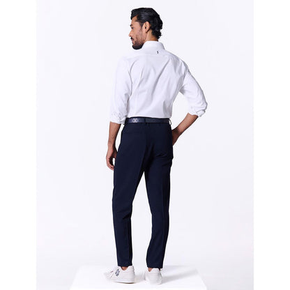 S&N by Shantnu Nikhil Men's White Cotton Blend Stripes Slim Fit Shirt