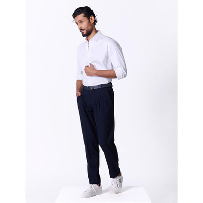 S&N by Shantnu Nikhil Men's White Cotton Blend Stripes Slim Fit Shirt