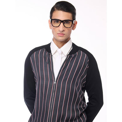 S&N by Shantnu Nikhil Striped Printed Merino Multicolour Sweater