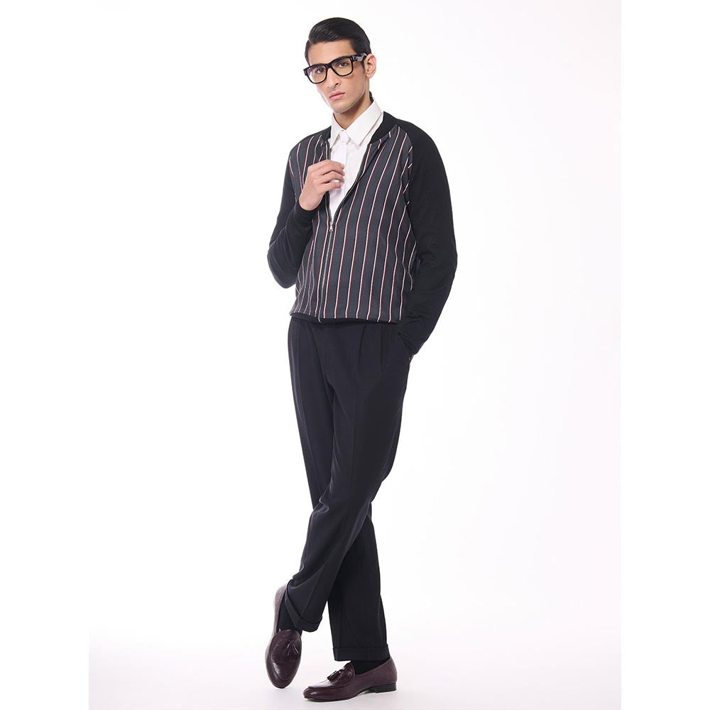 S&N by Shantnu Nikhil Striped Printed Merino Multicolour Sweater