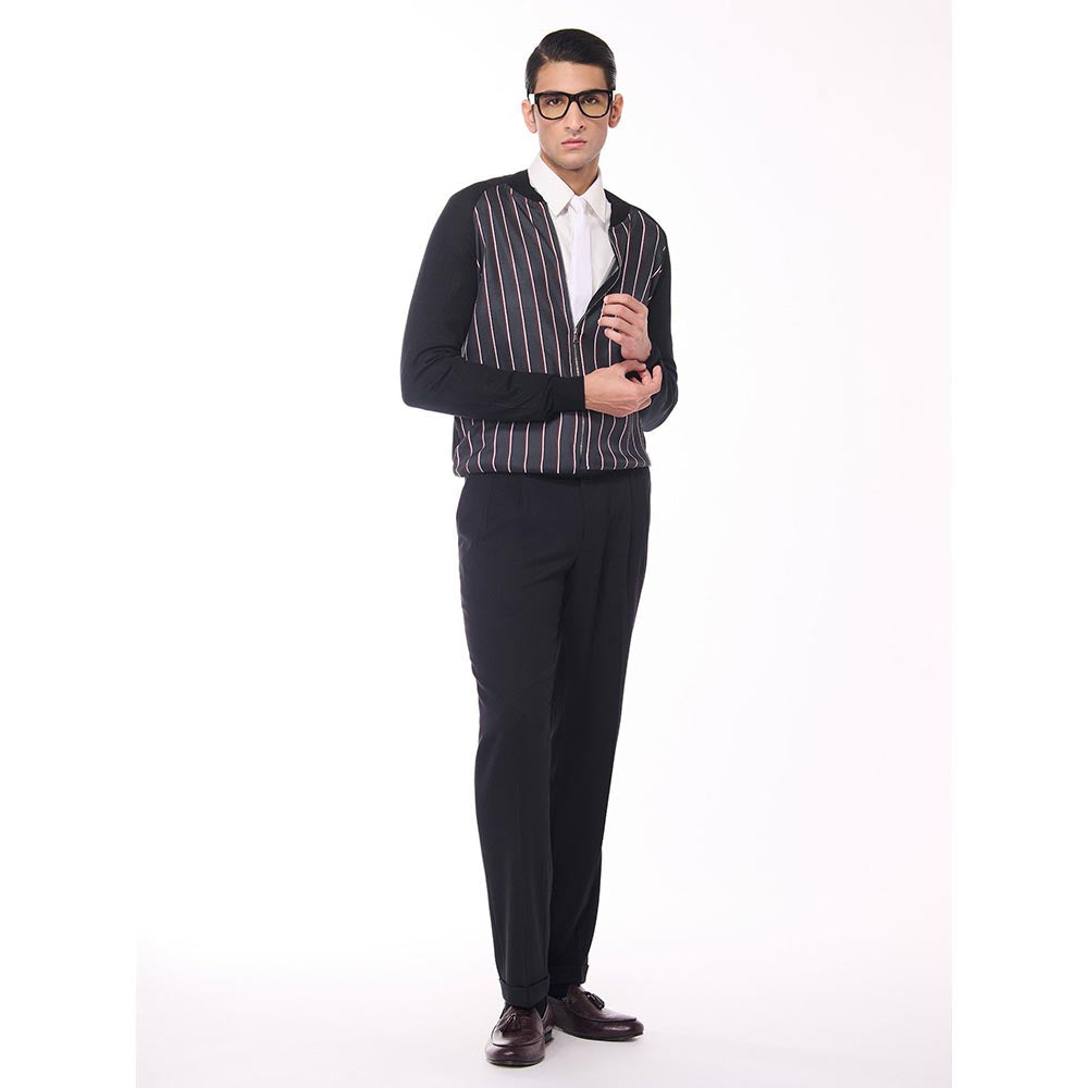 S&N by Shantnu Nikhil Striped Printed Merino Multicolour Sweater
