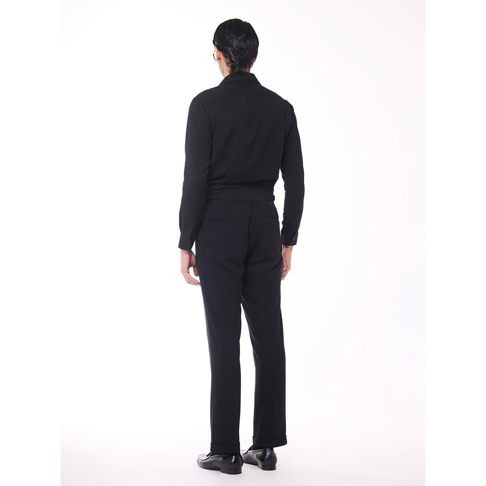 S&N by Shantnu Nikhil Men Black Viscose Blend Embroidered Shirt