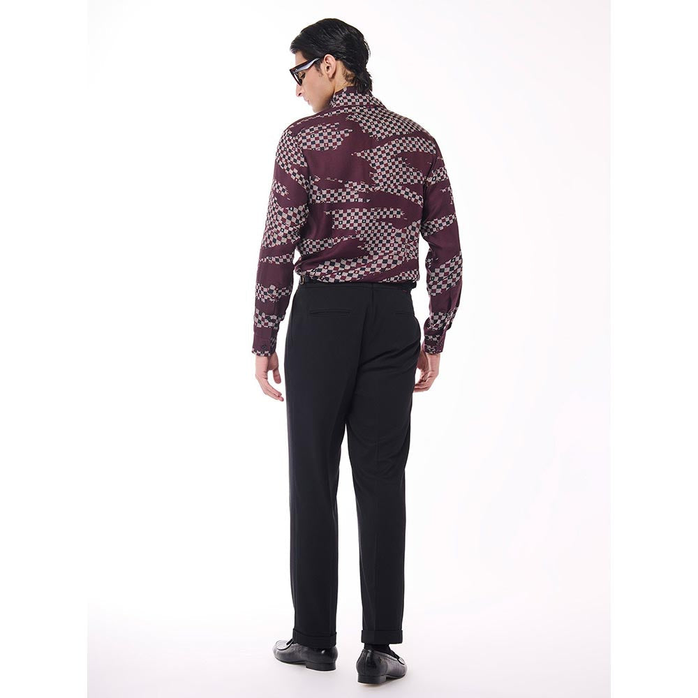 S&N by Shantnu Nikhil Men Maroon Silk Checks Shirt