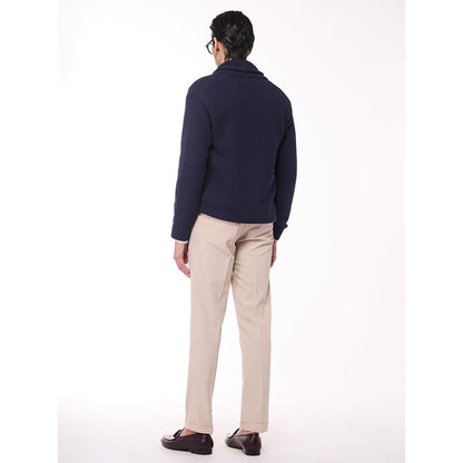 S&N by Shantnu Nikhil Men's Shawl Collar Navy Blue Sweater