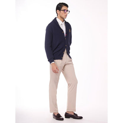 S&N by Shantnu Nikhil Men's Shawl Collar Navy Blue Sweater