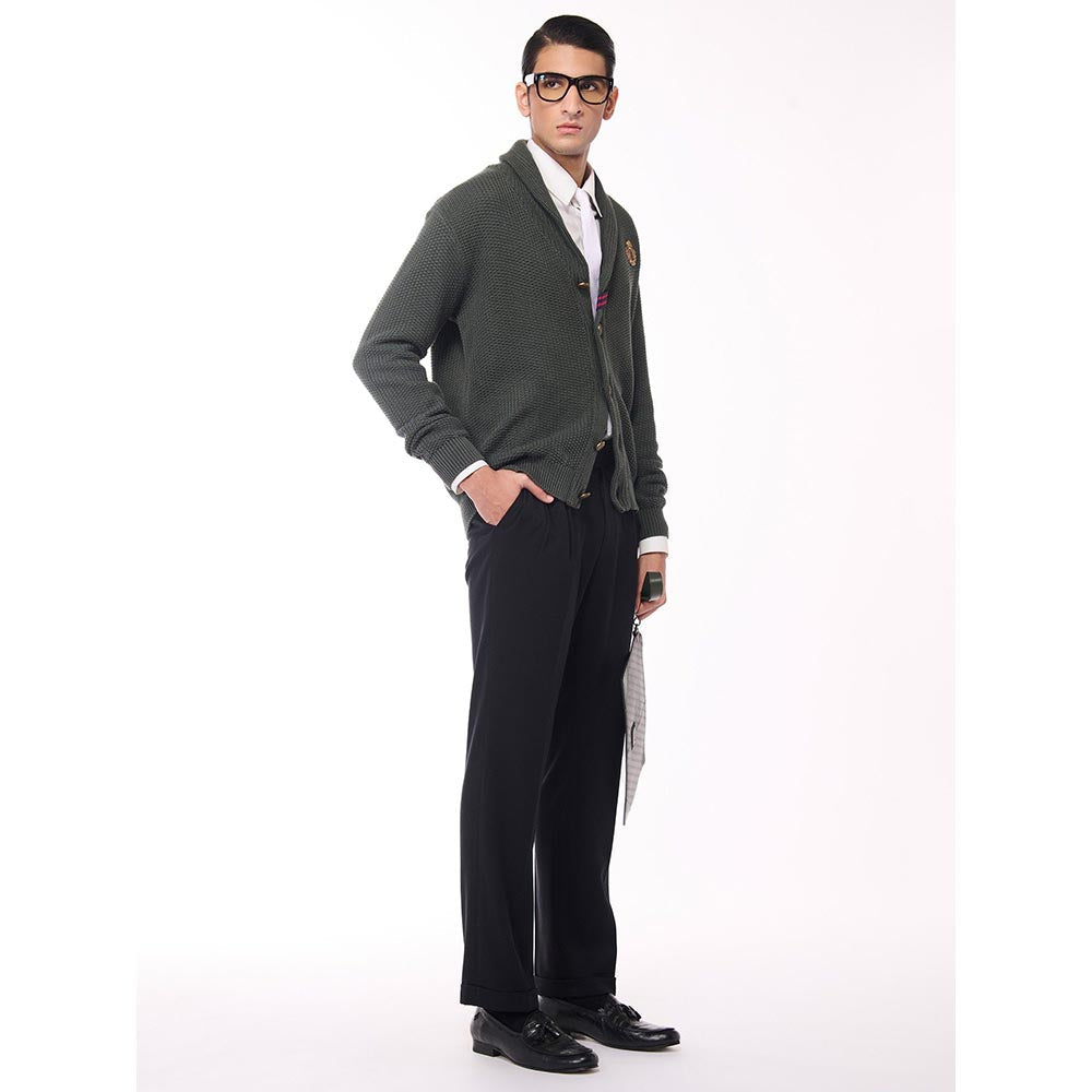 S&N by Shantnu Nikhil Men's Shawl Collar Green Sweater