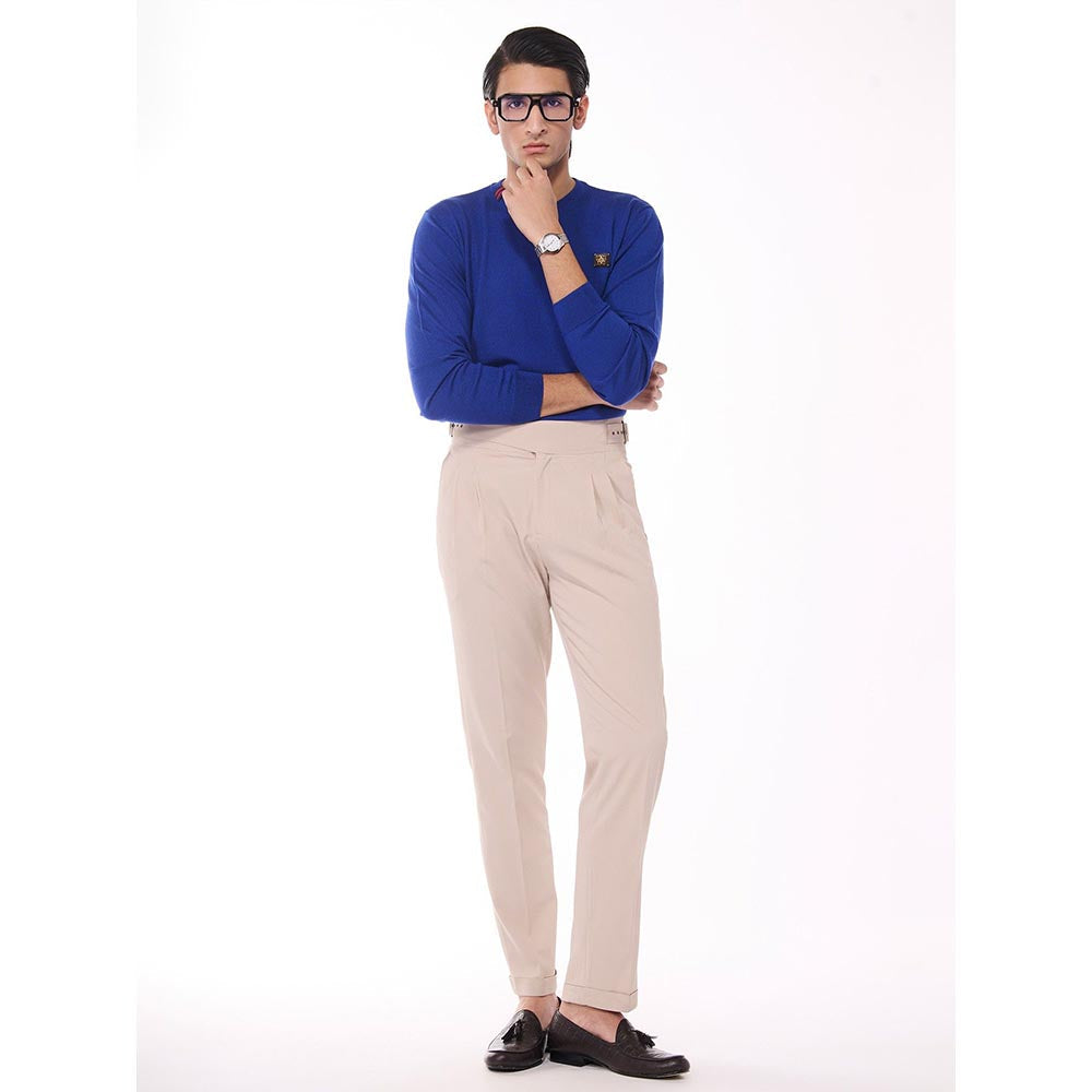 S&N by Shantnu Nikhil Merino Wool Crested Blue Sweater