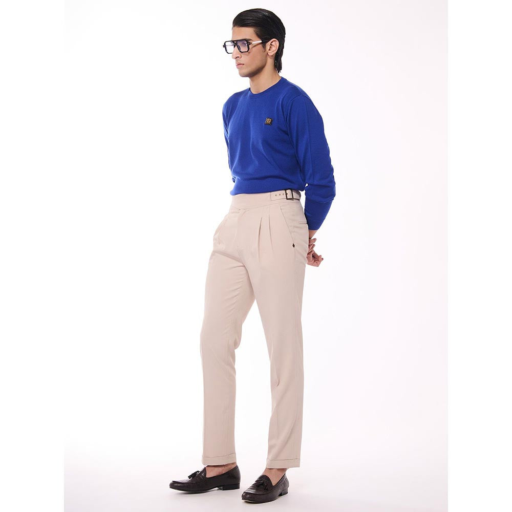 S&N by Shantnu Nikhil Merino Wool Crested Blue Sweater