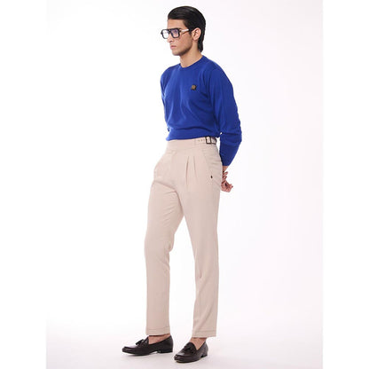 S&N by Shantnu Nikhil Merino Wool Crested Blue Sweater
