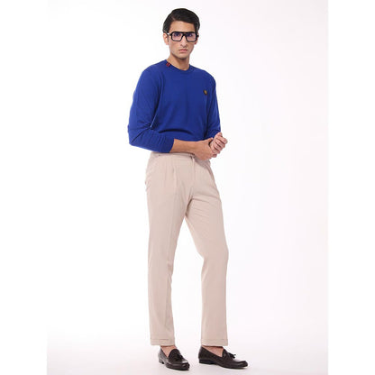 S&N by Shantnu Nikhil Merino Wool Crested Blue Sweater