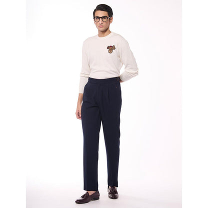S&N by Shantnu Nikhil Merino Wool Crested Off White Sweater