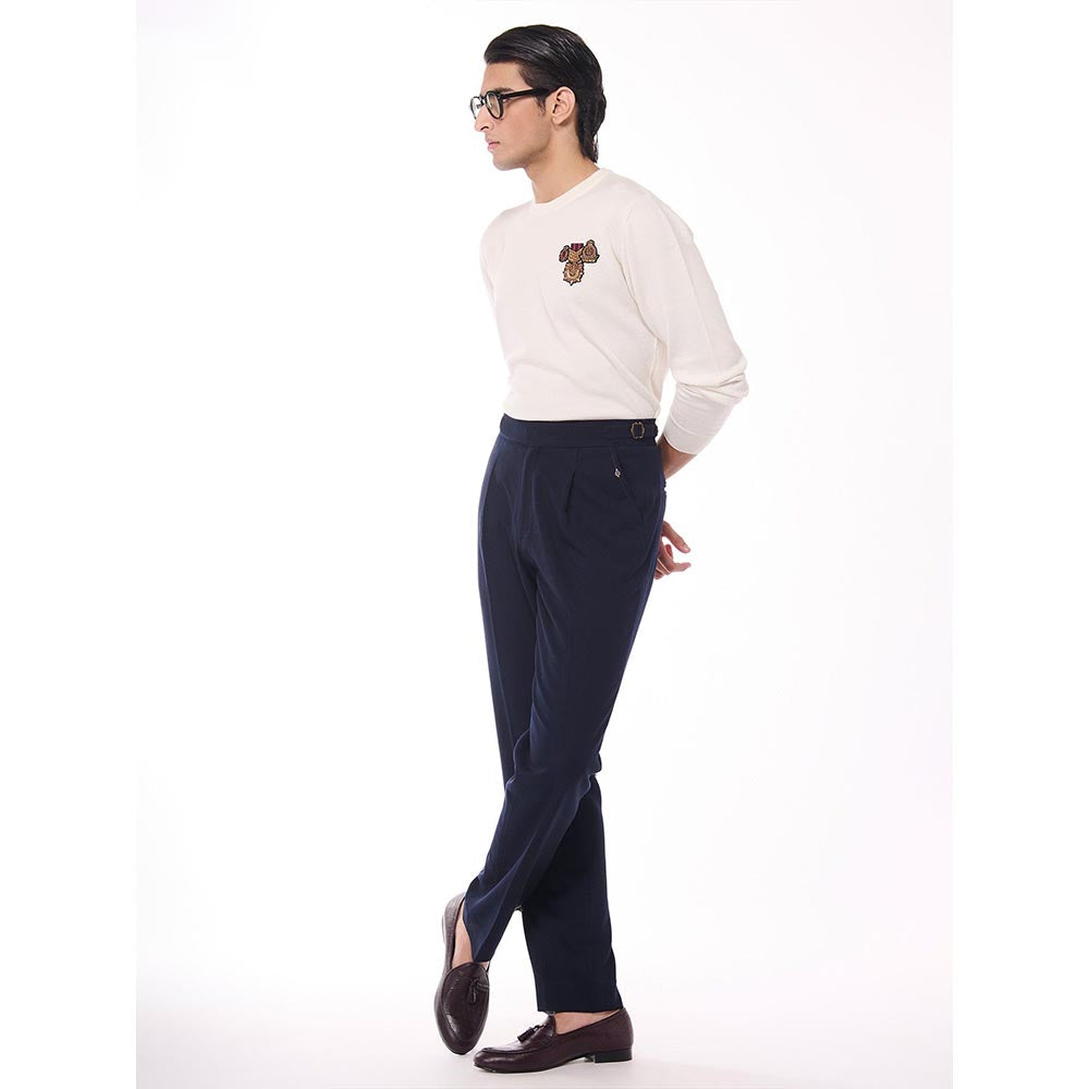 S&N by Shantnu Nikhil Merino Wool Crested Off White Sweater