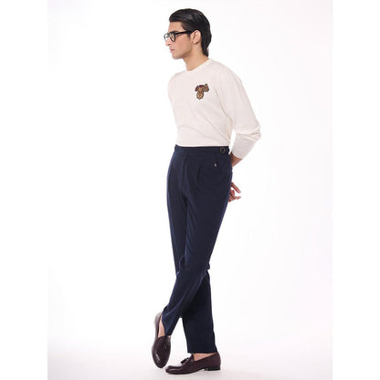 S&N by Shantnu Nikhil Merino Wool Crested Off White Sweater
