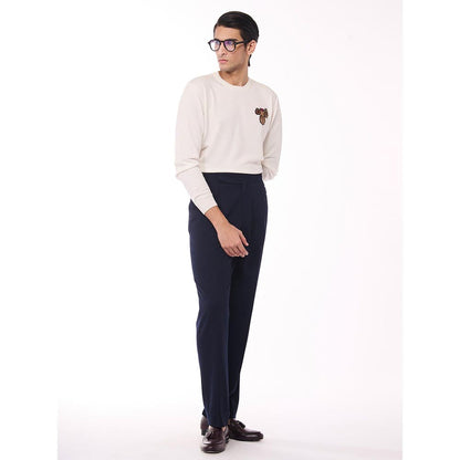 S&N by Shantnu Nikhil Merino Wool Crested Off White Sweater