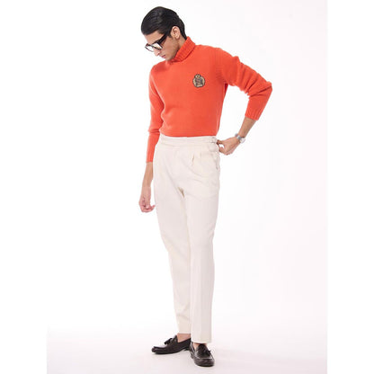 S&N by Shantnu Nikhil Cashmere High Neck Orange Sweater