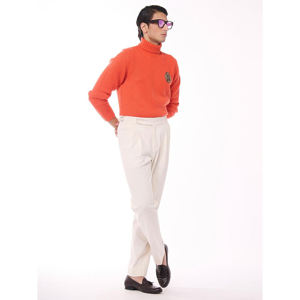 S&N by Shantnu Nikhil Cashmere High Neck Orange Sweater