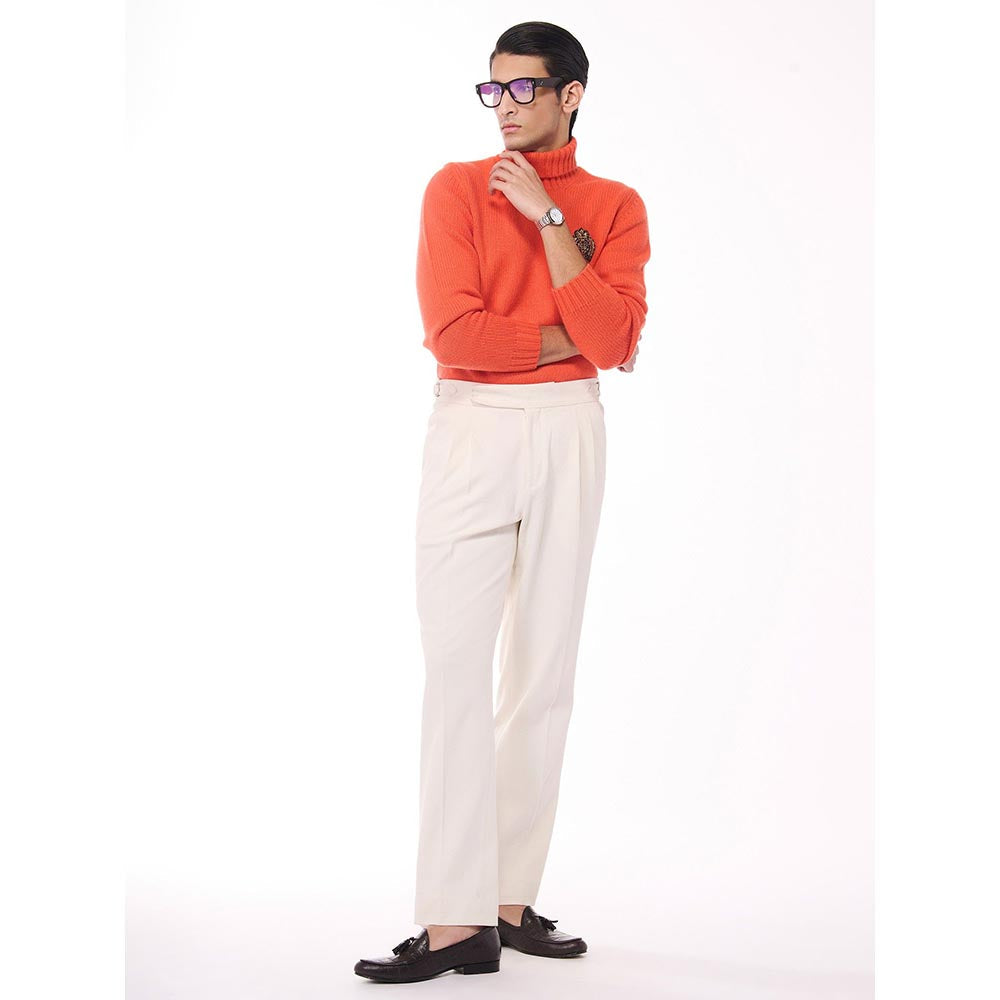 S&N by Shantnu Nikhil Cashmere High Neck Orange Sweater