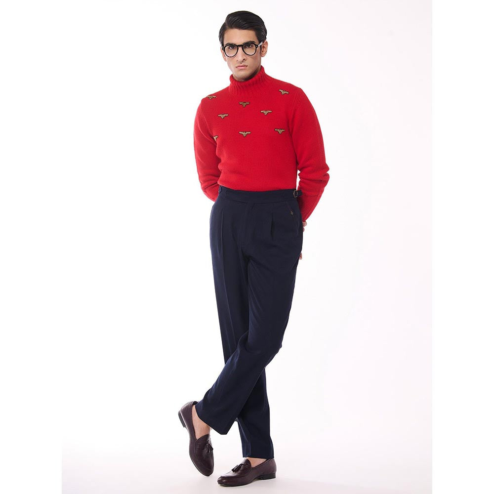 S&N by Shantnu Nikhil Cashmere High Neck Red Sweater