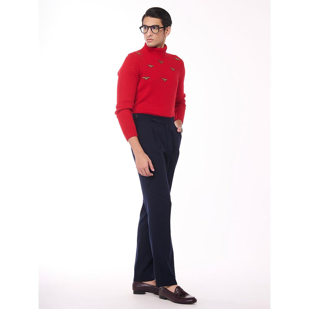S&N by Shantnu Nikhil Cashmere High Neck Red Sweater