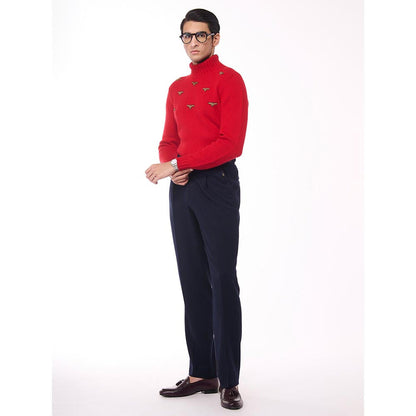 S&N by Shantnu Nikhil Cashmere High Neck Red Sweater