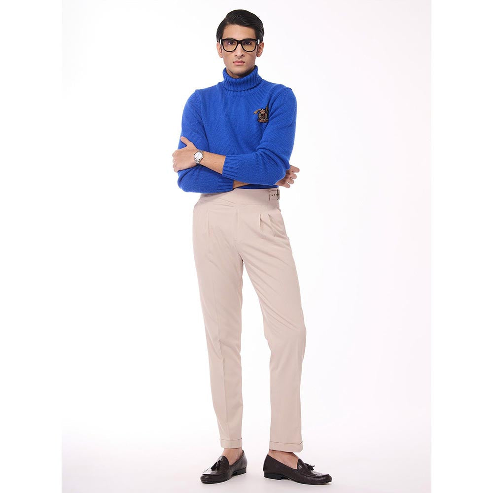 S&N by Shantnu Nikhil Cashmere High Neck Blue Sweater